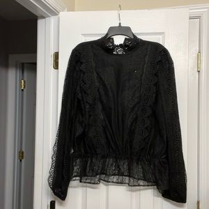 XL Express Black Lace Peplum Top